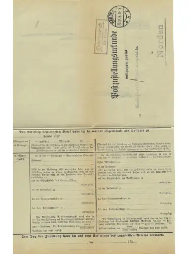 Landpoststempel Ostermarsch über Norden auf PZU vom 29.10.34