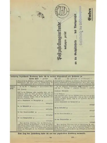 Landpoststempel Westeraccum über Norden auf PZU vom 23.3.38