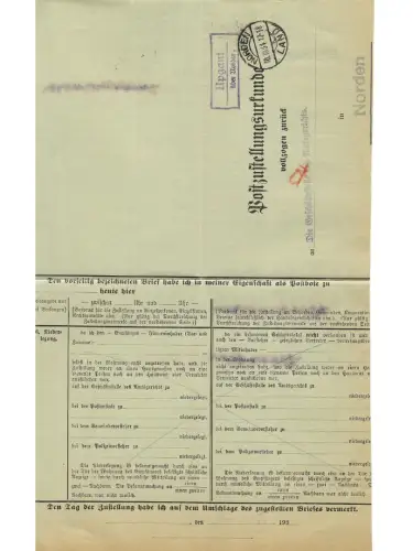 Landpoststempel Upgant über Norden auf PZU vom 10.10.34