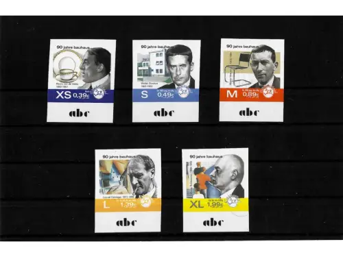Privatpost Citykurier!, 90 Jahre Bauhaus, 5 Werte, selbstkleb.