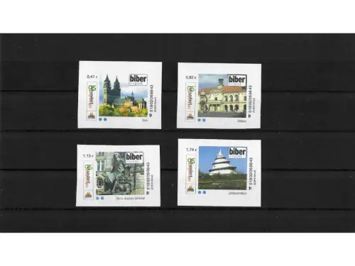 Privatpost biber post, Stadtansichten Magdeburg, 4 Werte, selbstkleb.