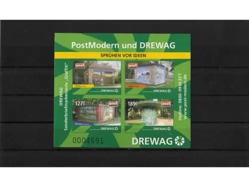 Privatpost PostModern, DREWAG, Block, selbstkleb.