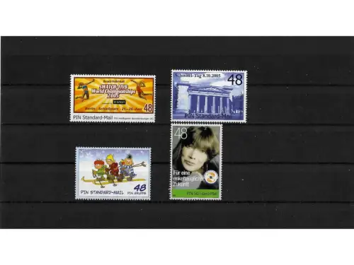Privatpost PIN-Gruppe, verschiedene Motive, 4 Werte, nasskleb.