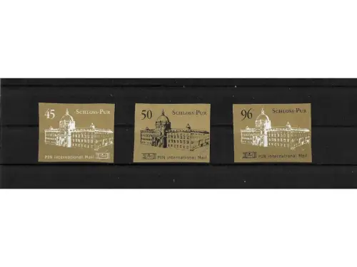 Privatpost PIN AG, Schloss-Pur (Bild links), 3 Werte, selbstkleb.