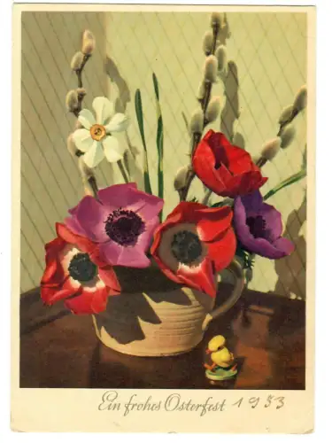 AK Ostern, Osterstrauß mit Tulpen, 20177