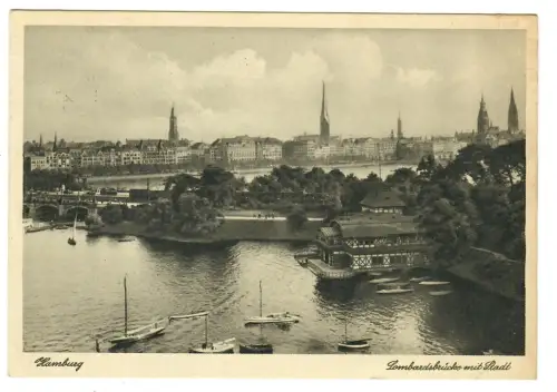 AK Hamburg, Lombardsbrücke mit Stadt, 11170