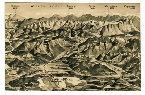 AK Ammer- und Loisachtal mit Zugspitzgebiet, Reliefkarte, 10796