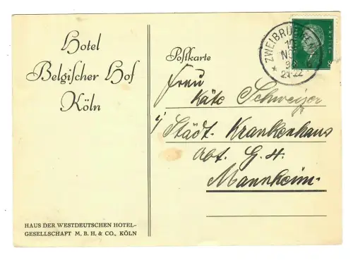 Ganzstück AK, Köln, Hotel Belgischer Hof, 11983