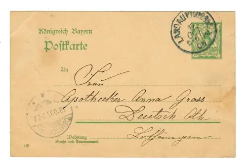 Ganzsache AK, Postkarte Landau 1905, Königreich Bayern, 11993