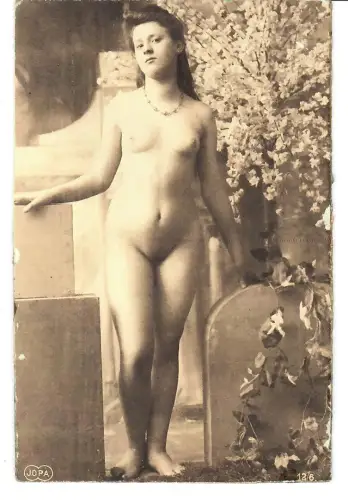 AK Erotik, Frau Akt, Porträt, stehend nackt, erotic nude, 12026