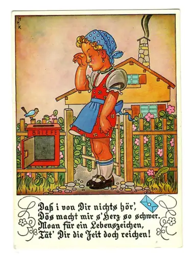 AK Humor, weinendes Mädel im Dirndl, 12060