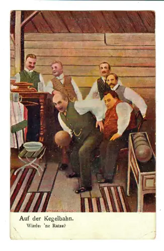 AK Humor, Männergruppe beim Kegeln, 12072