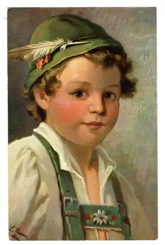 AK Junge in Tracht, Lederhose und Hut, Bayern, 12074