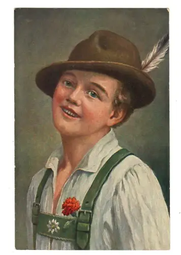 AK Junge in Tracht, Lederhose und Hut,  Bayern, 12075