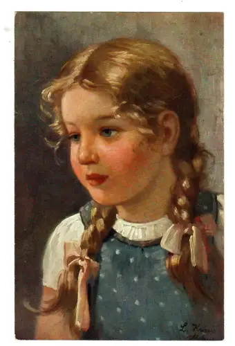 AK Porträt Mädchen mit Zöpfen, 12076