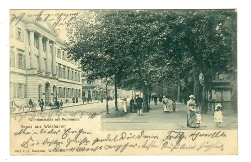 AK Wiesbaden, Wilhelmstrasse mit Promenade, 12081
