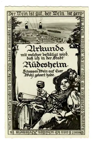 AK Rüdesheim, Weintrinker Urkunde, 12101