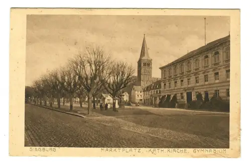 AK Siegburg, Marktplatz, katholische Kirche und Gymnasium, 11715