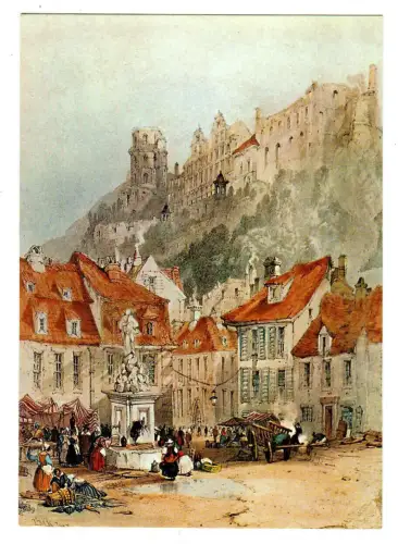 AK Heidelberg, Kornmarkt mit Marienstatue und Schloß, 11036