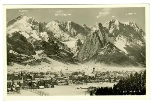 AK Garmisch, Panorama mit Alpen, 10682