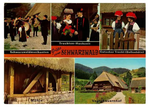 AK Grüße vom Schwarzwald -  Trachten - Vogtsbauernhof - 10526