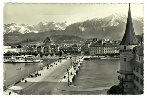 AK Luzern, Seebrücke und Bahnhof, 10676