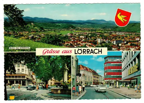 AK Lörrach, Blick ins Wiesental, Marktplatz, Stadtzentrum, 11045