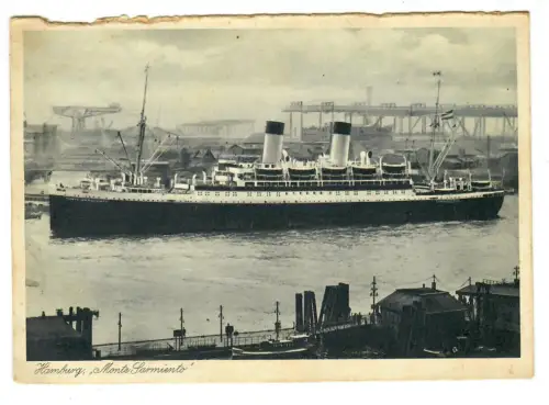 AK Hamburg, Hafen mit Schiff "Monte Sarmiento", 11169