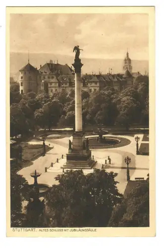 AK Stuttgart, Altes Schloss mit Jubiläumssäule, 11113