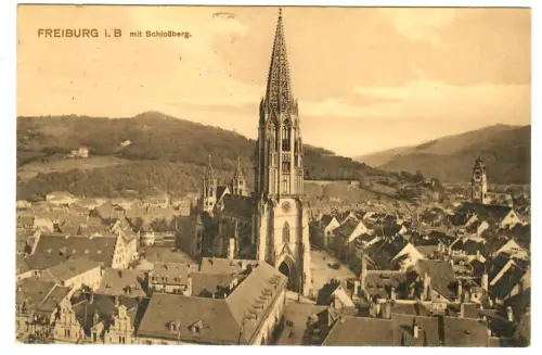 AK Freiburg, Münster mit Schloßberg 10318