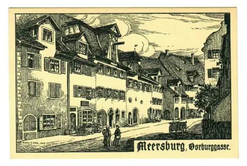 AK Meersburg, Vorburggasse, Eugen Felle Künstlerkarte, 10068