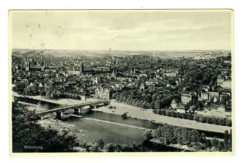 AK Würzburg, Panorama mit Mainbrücke, 11384