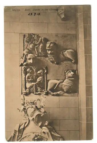AK Worms, Daniel in der Löwengrube, Relief im Dom, 11493