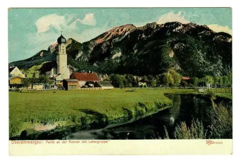 AK Oberammergau  - Partie an der Ammer mit Labergruppe, 10094