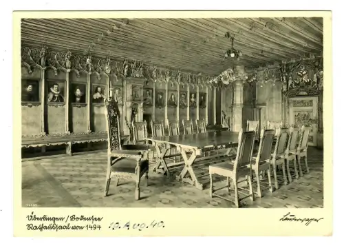 AK Überlingen, Rathaussaal von 1494 West- und Nordwand, 12125