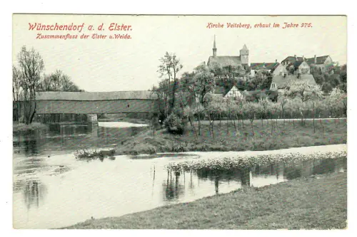 AK Wünschendorf / Elster, Zusammenfluss von Elster und Weida 12135