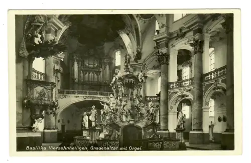 AK Bad Staffelstein, Basilika Viezehnheiligen, Gnadenaltar mit Orgel, 12146