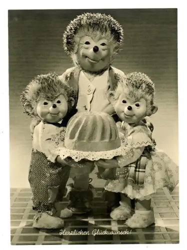 AK Mecki, Igelfamilie mit Kuchen, 12159