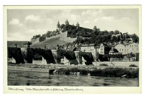 AK Würzburg, Alte Mainbrücke und Festung Marienberg, 11383