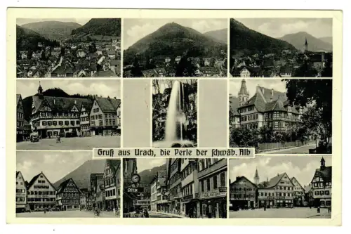 AK Urach, Panorama, Kirche, Marktplatz, 10653