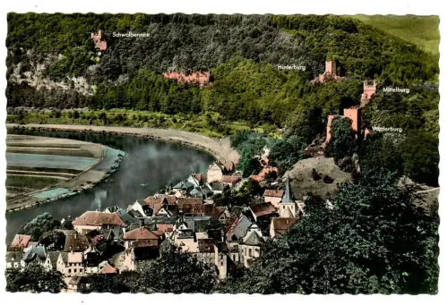 AK Neckarsteinach, Vierburgenstadt, Panorama mit Necka, 10596