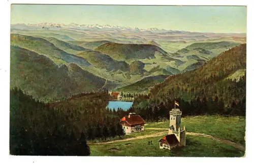 AK Seebach Hornisgrinde - Neuer Turm mit Rathaus und Mummelsee - 1924 - 10558