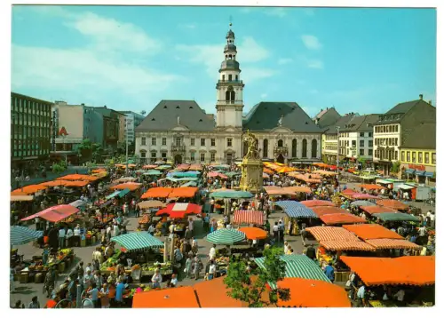 AK Mannheim, Marktplatz mit Marktplatzbrunnen, Rathaus und Pfarrkirche, 10870