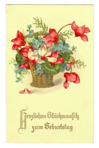 AK Geburtstag, Alpenfeilchen im Korb, 20059