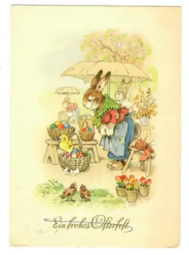 AK Ostern, Osterhase Körbe mit Ostereier, 20160
