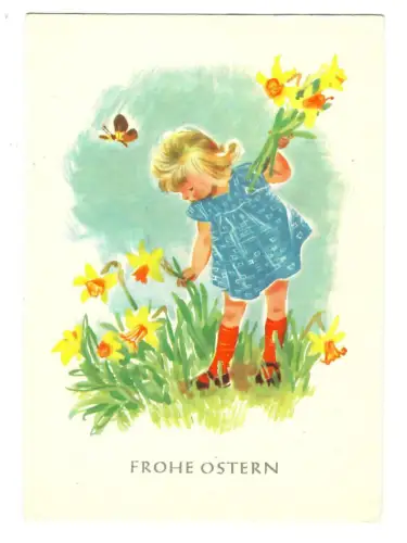 AK Ostern, Mädchen mit Osterglocken, 20165
