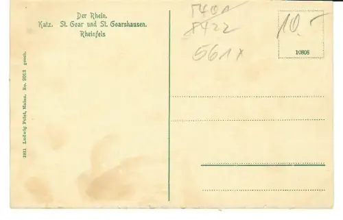 AK St. Goar und St. Goarshausen, Rhein mit Rheinfels, 11760