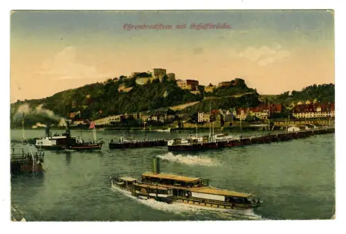 AK Koblenz, Ehrenbreitstein mit Schiffbrücke, 11761