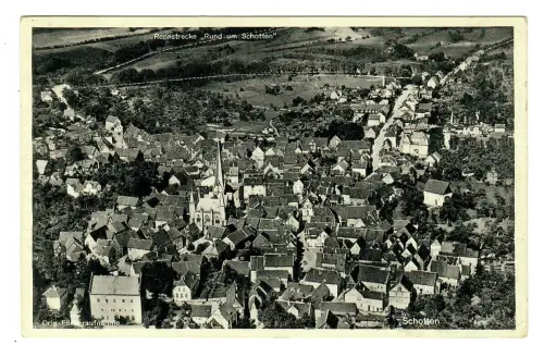 AK Schotten, Panorama mit Rennstrecke, Fliegeraufnahme, 11549