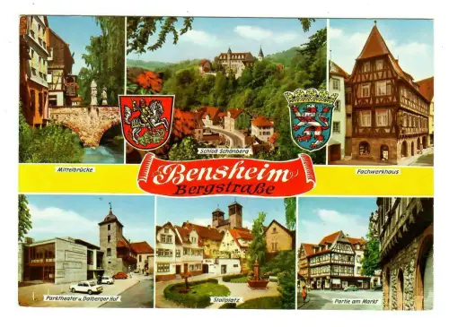 AK Bensheim, Bergstraße, Mehrbildkarte, 10179